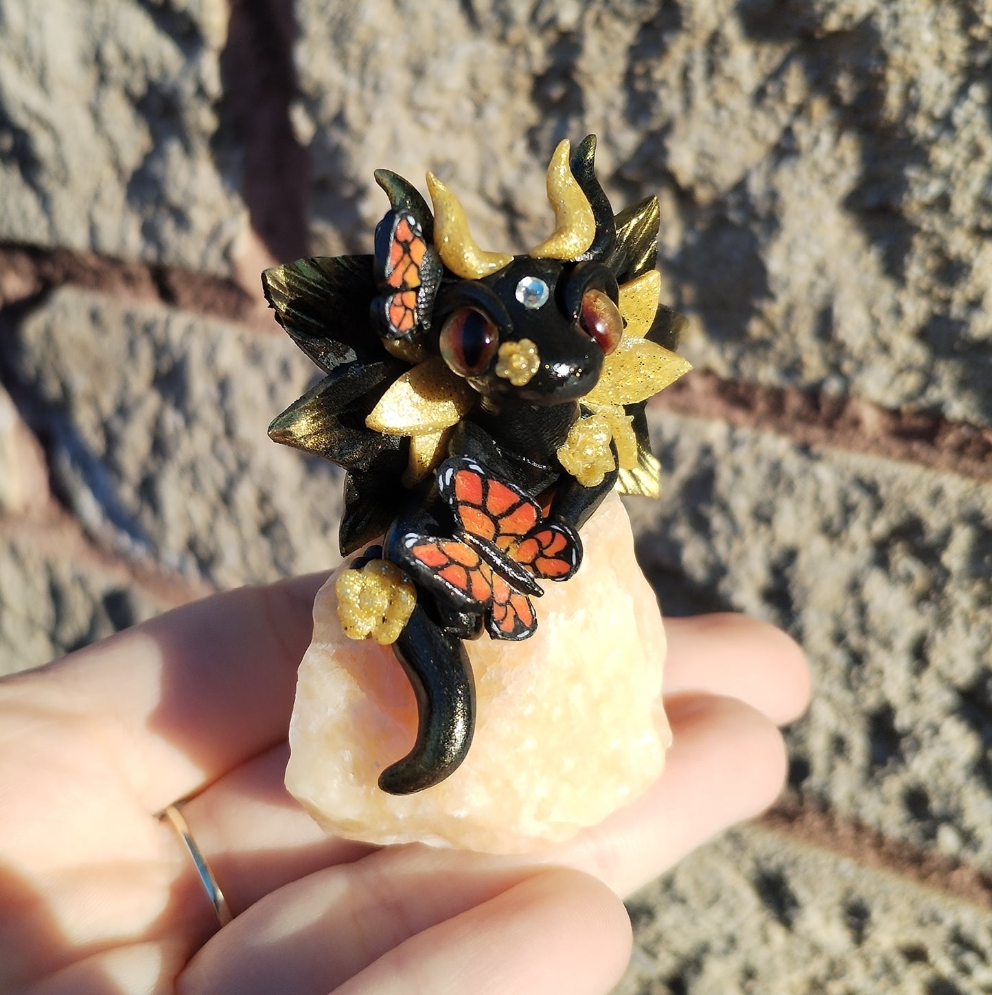 Orange Calicite Crystal Dragon