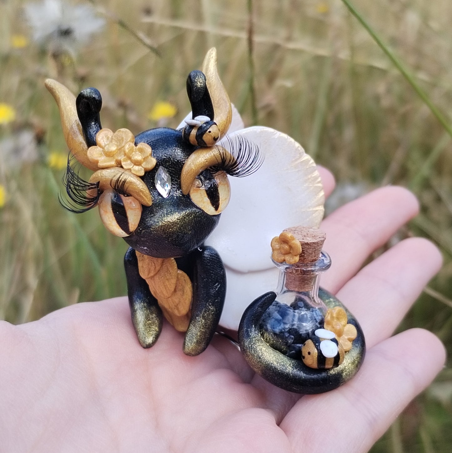 Bee Theme Tigers Eye Crystal Dragon