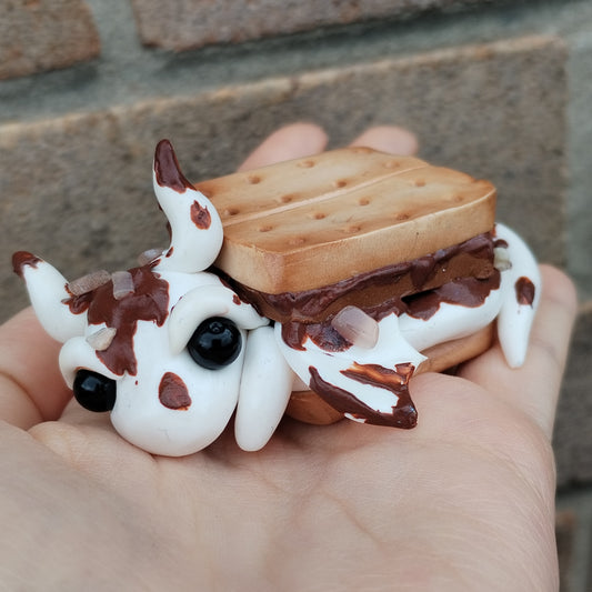 S'mores Themed Peach Moonstone Crystal Dragon