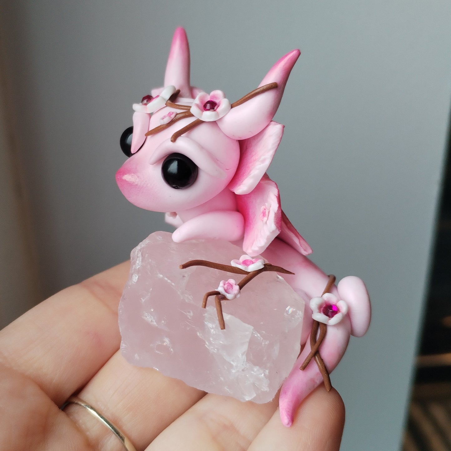 Rose Quartz Crystal Dragon