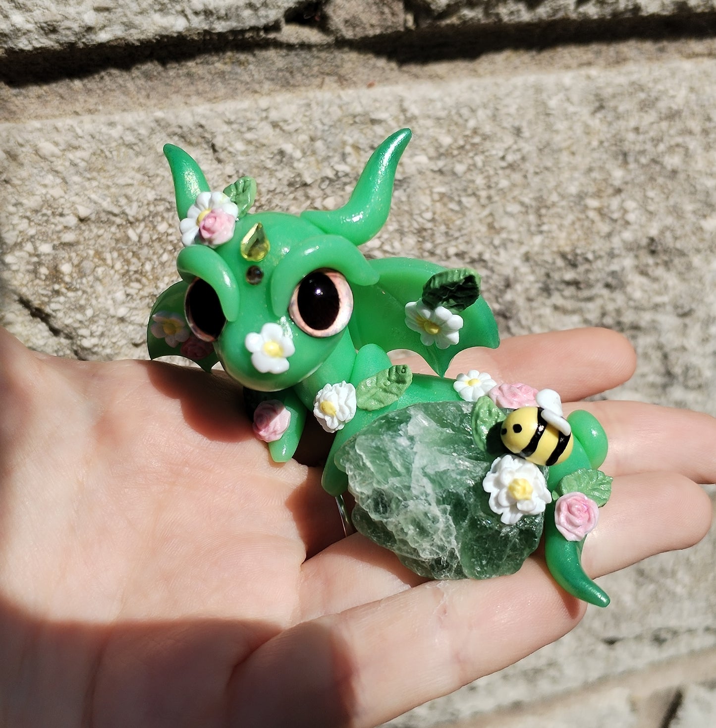 Spring Themed Flourite Crystal Dragon