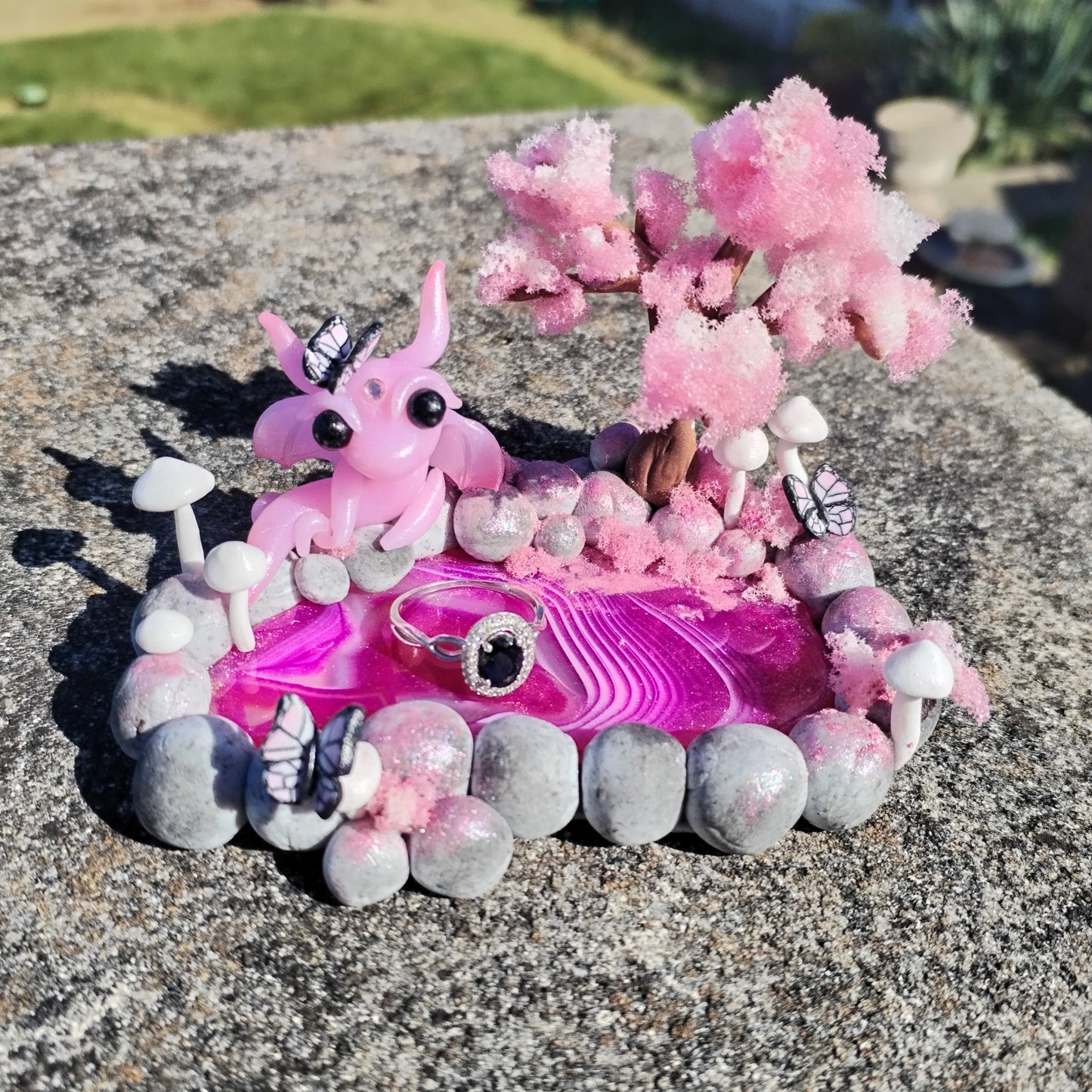 Sakura Themed Trinket Dish Crystal Dragon