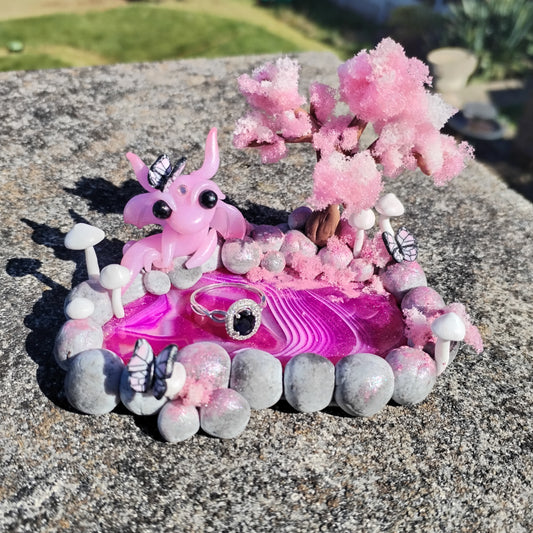Sakura Themed Trinket Dish Crystal Dragon