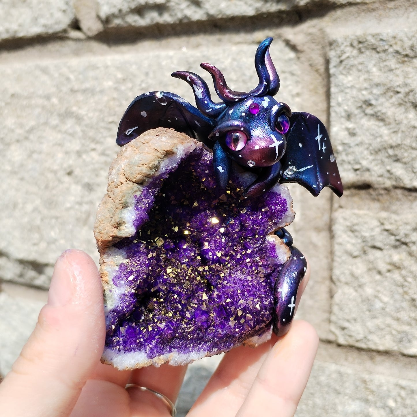 Galaxy Themed Geode Crystal Dragon