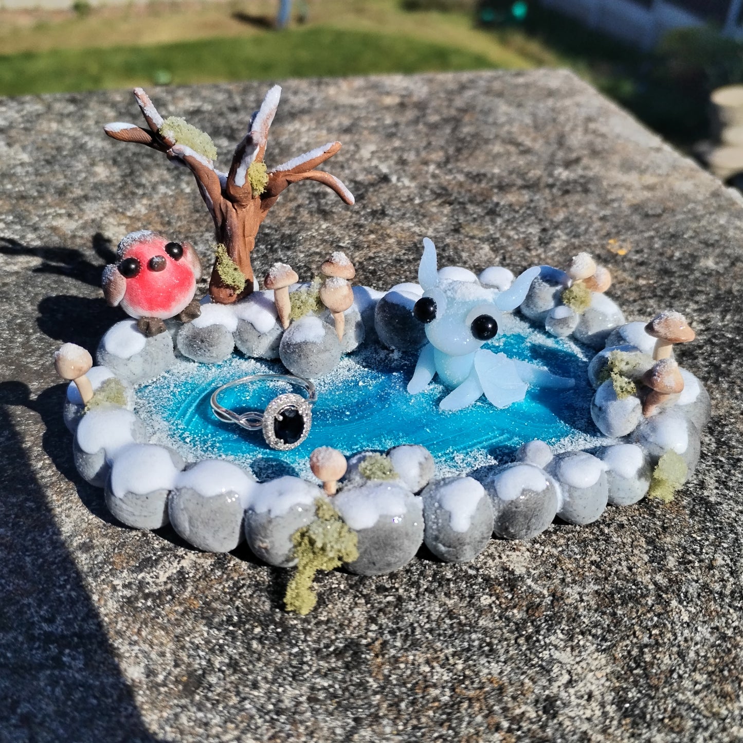 Winter Themed Trinket Dish Crystal Dragon