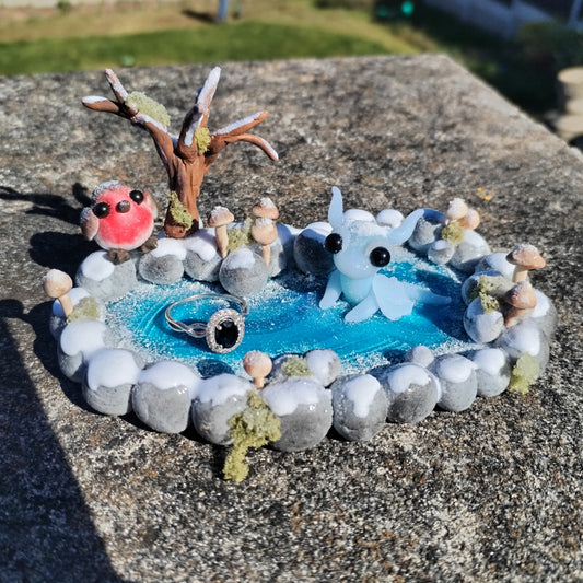 Winter Themed Trinket Dish Crystal Dragon