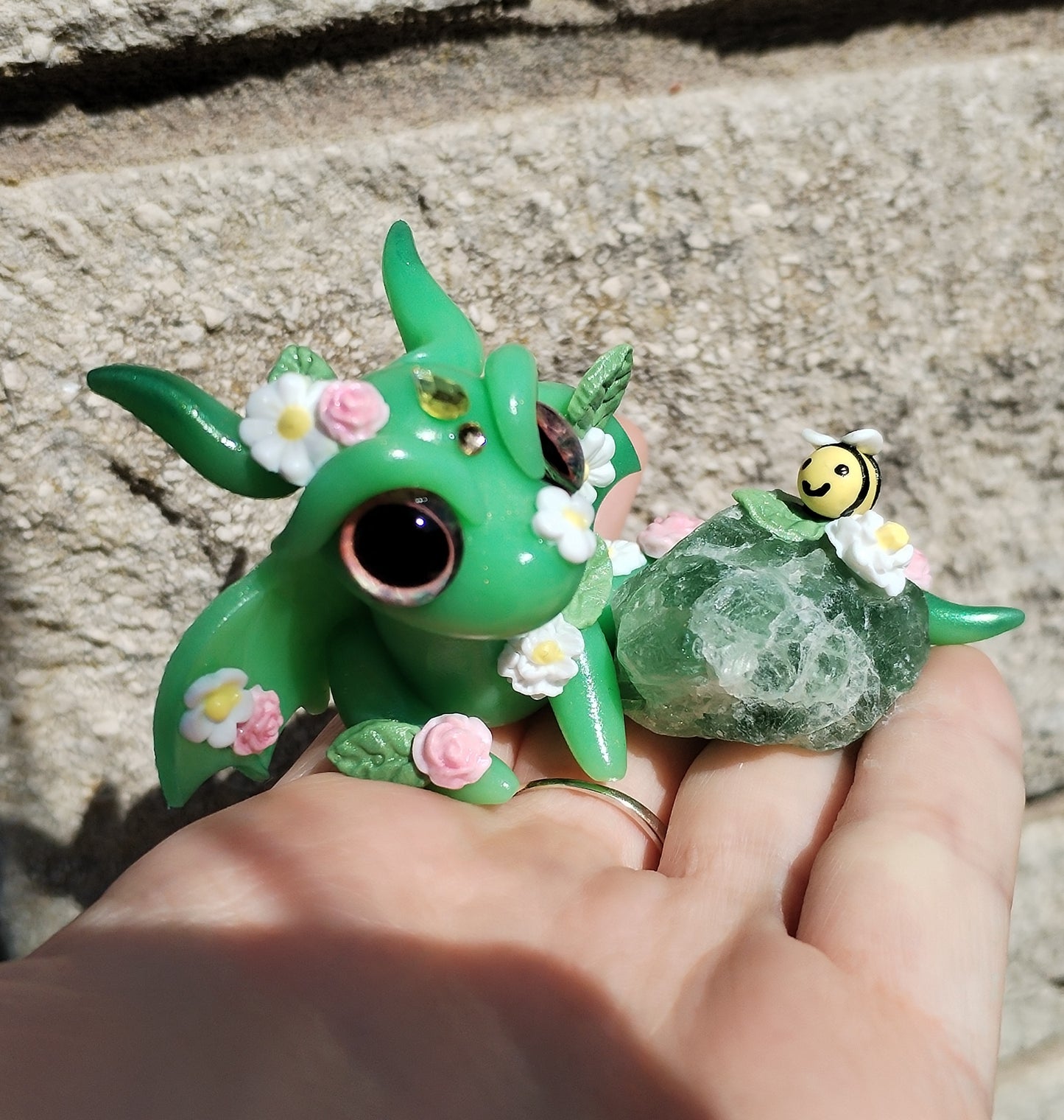 Spring Themed Flourite Crystal Dragon