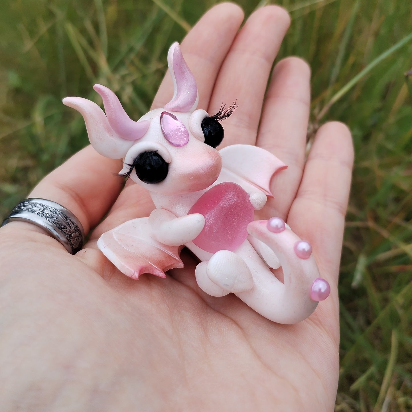 Pink Cat Eye Crystal Dragon