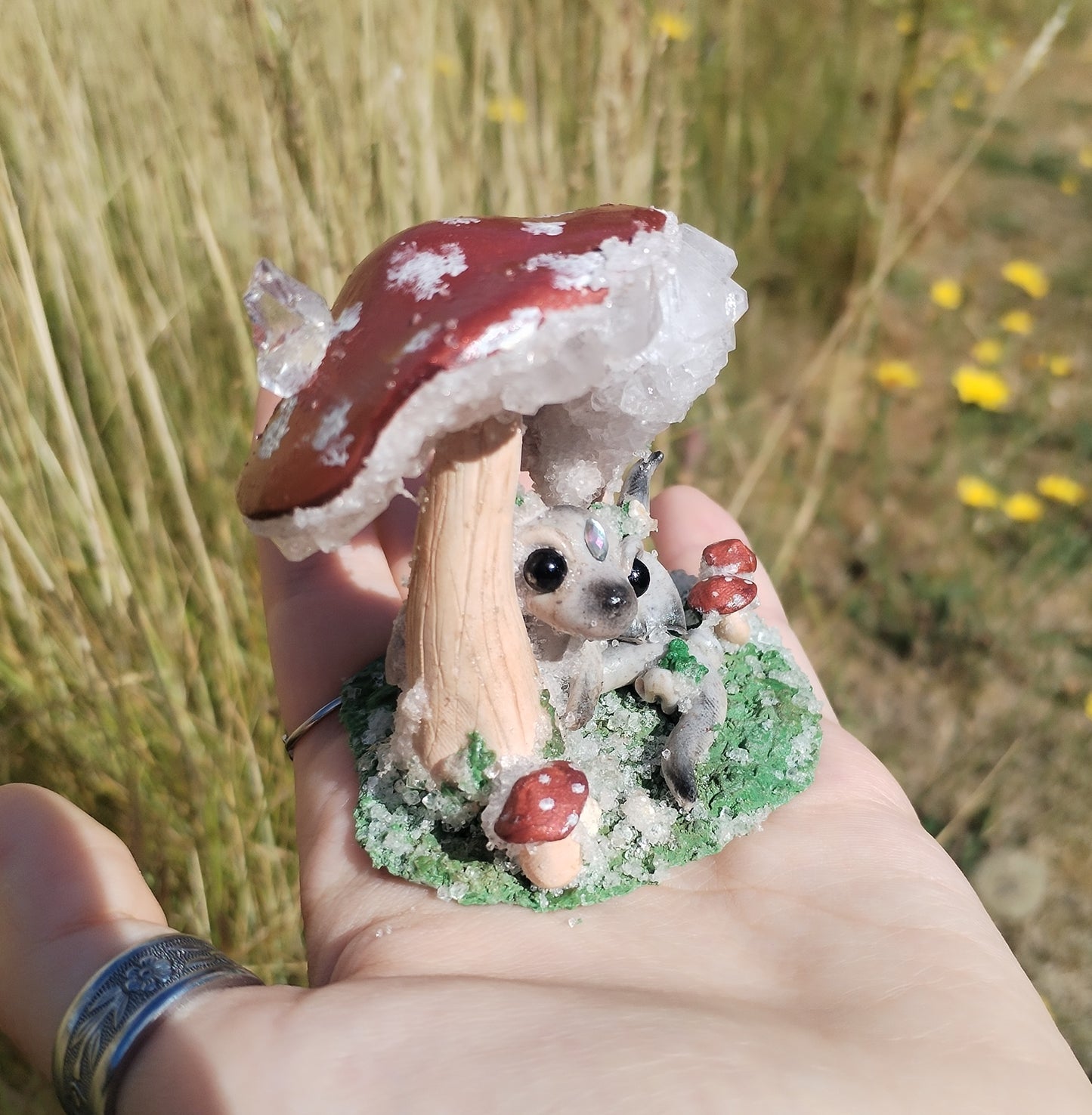 Crystallised Mushroom Dragon Sculpture