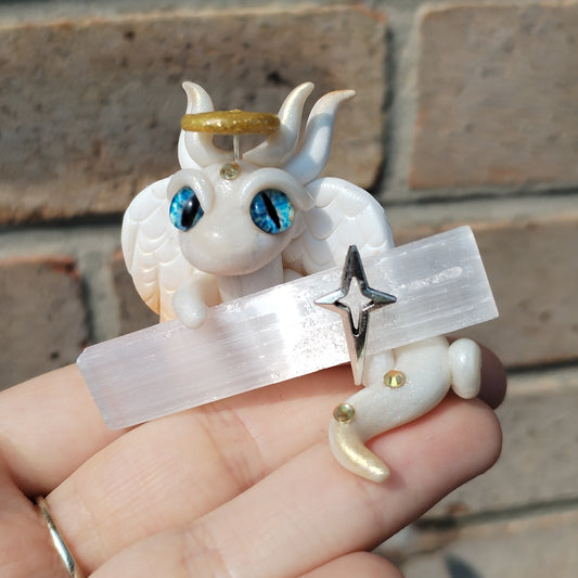 Angel Themed Selenite Crystal Dragon