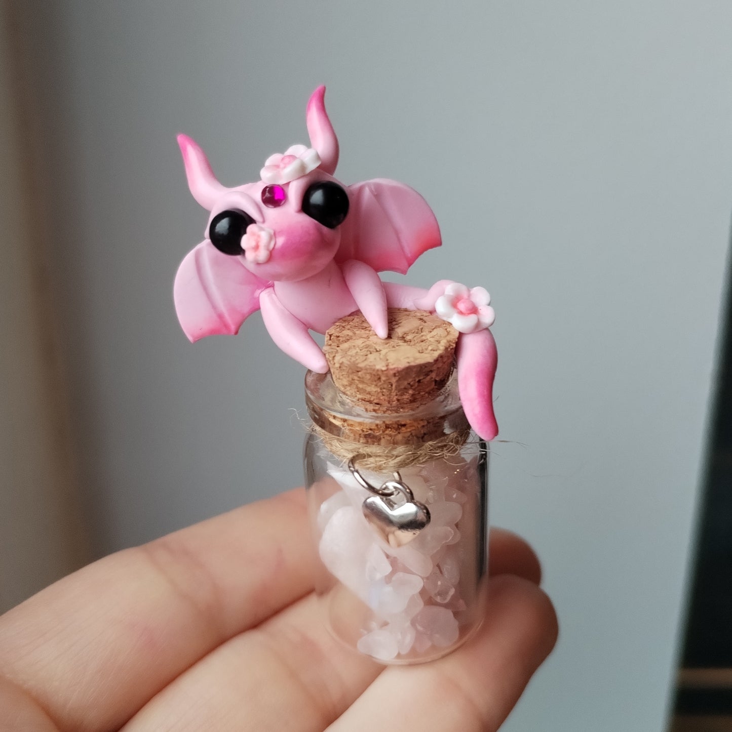 Pink Opal and Rose Quartz Crystal Dragon
