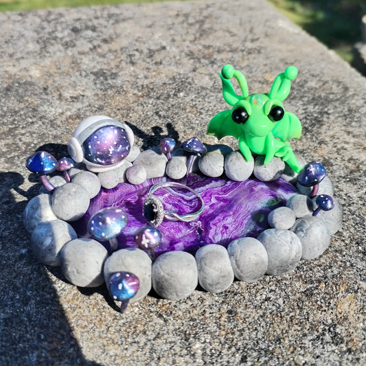 Space Themed Trinket Dish Crystal Dragon