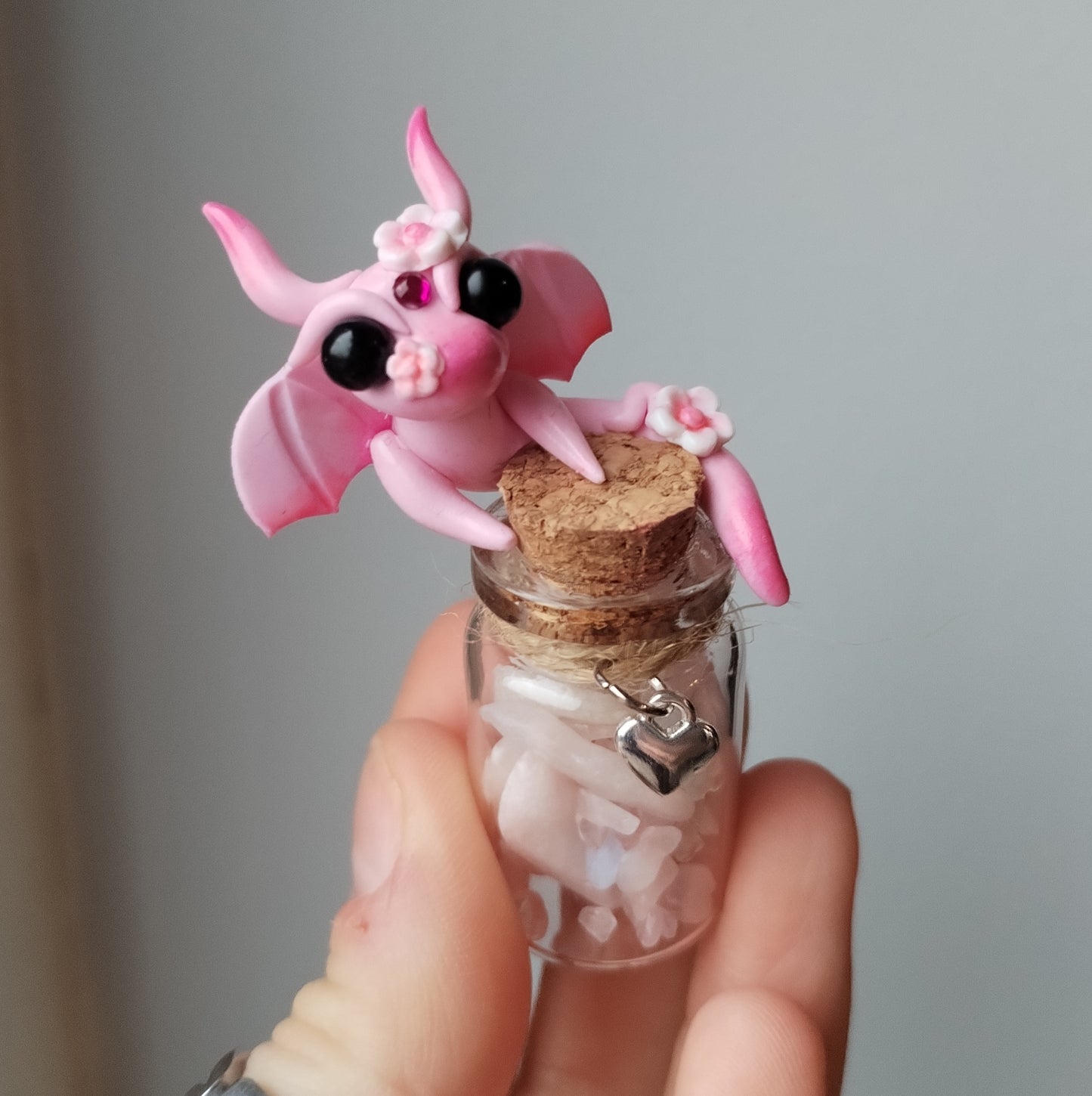 Pink Opal and Rose Quartz Crystal Dragon
