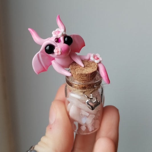 Pink Opal and Rose Quartz Crystal Dragon