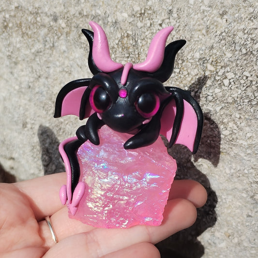 Pink Aura Quartz Crystal Dragon