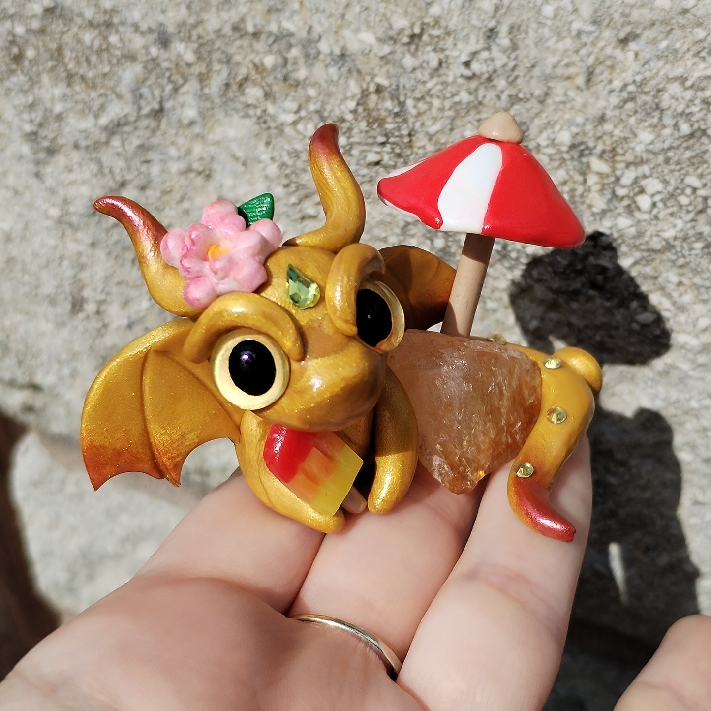 Summer Themed Citrine Crystal Dragon