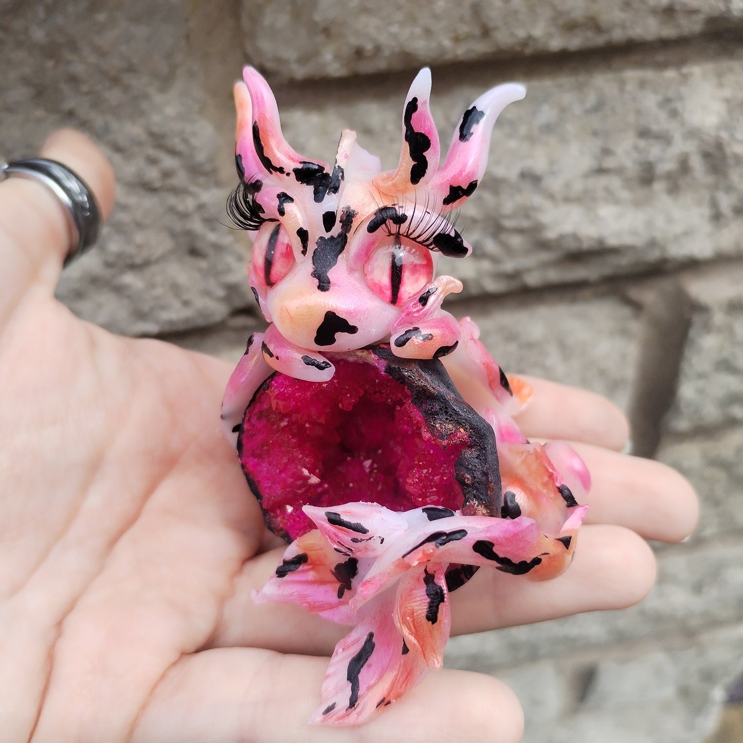 Pink Geode Crystal Dragon