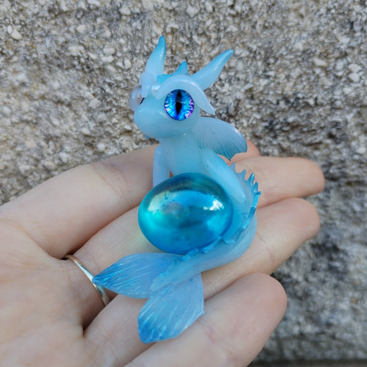 Blue Aura Quartz Baby Water Crystal Dragon