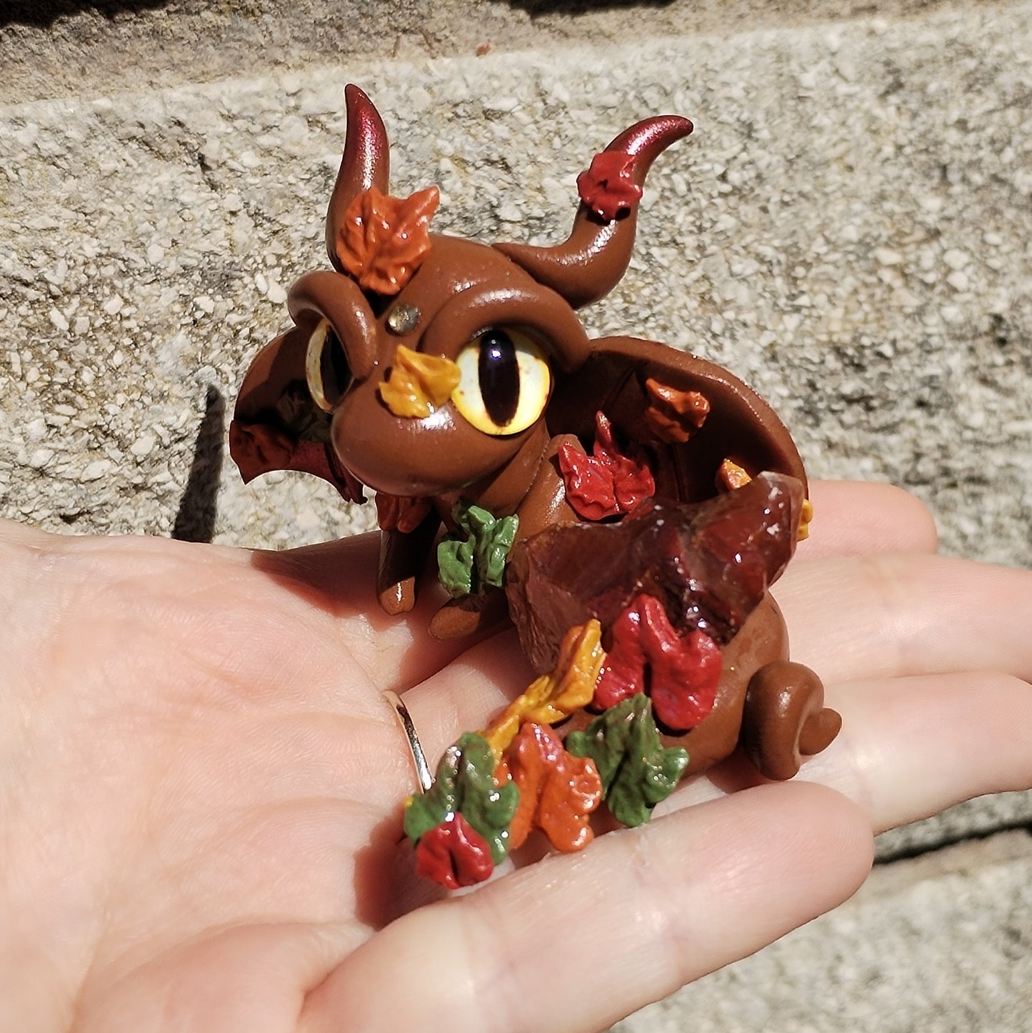 Autumn Themed Red Calicite Crystal Dragon