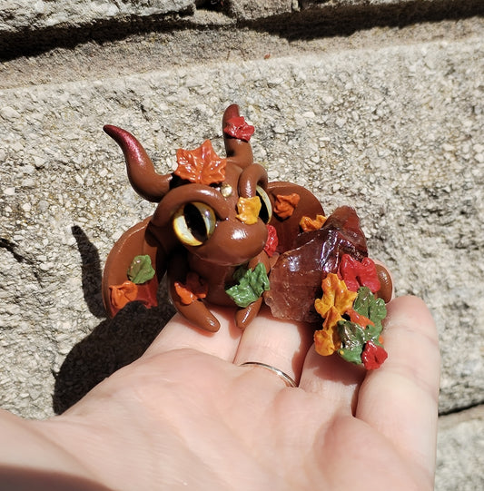 Autumn Themed Red Calicite Crystal Dragon