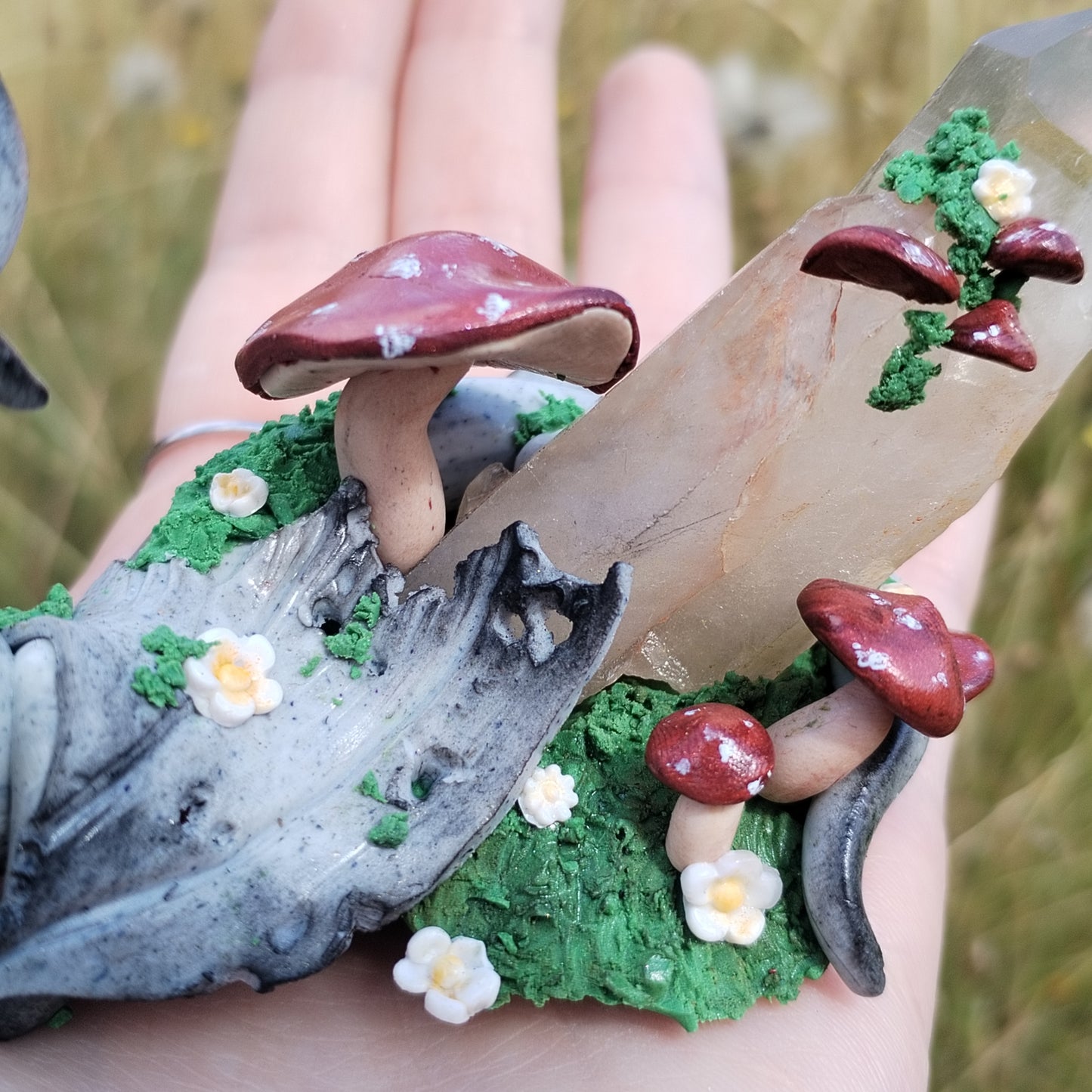 AUCTION - Quartz Woodland Themed Crystal Dragon