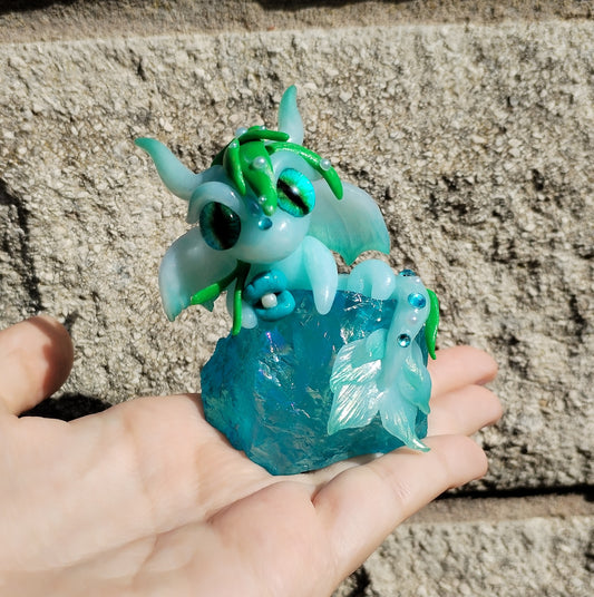 Blue Aura Quartz Water Crystal Dragon