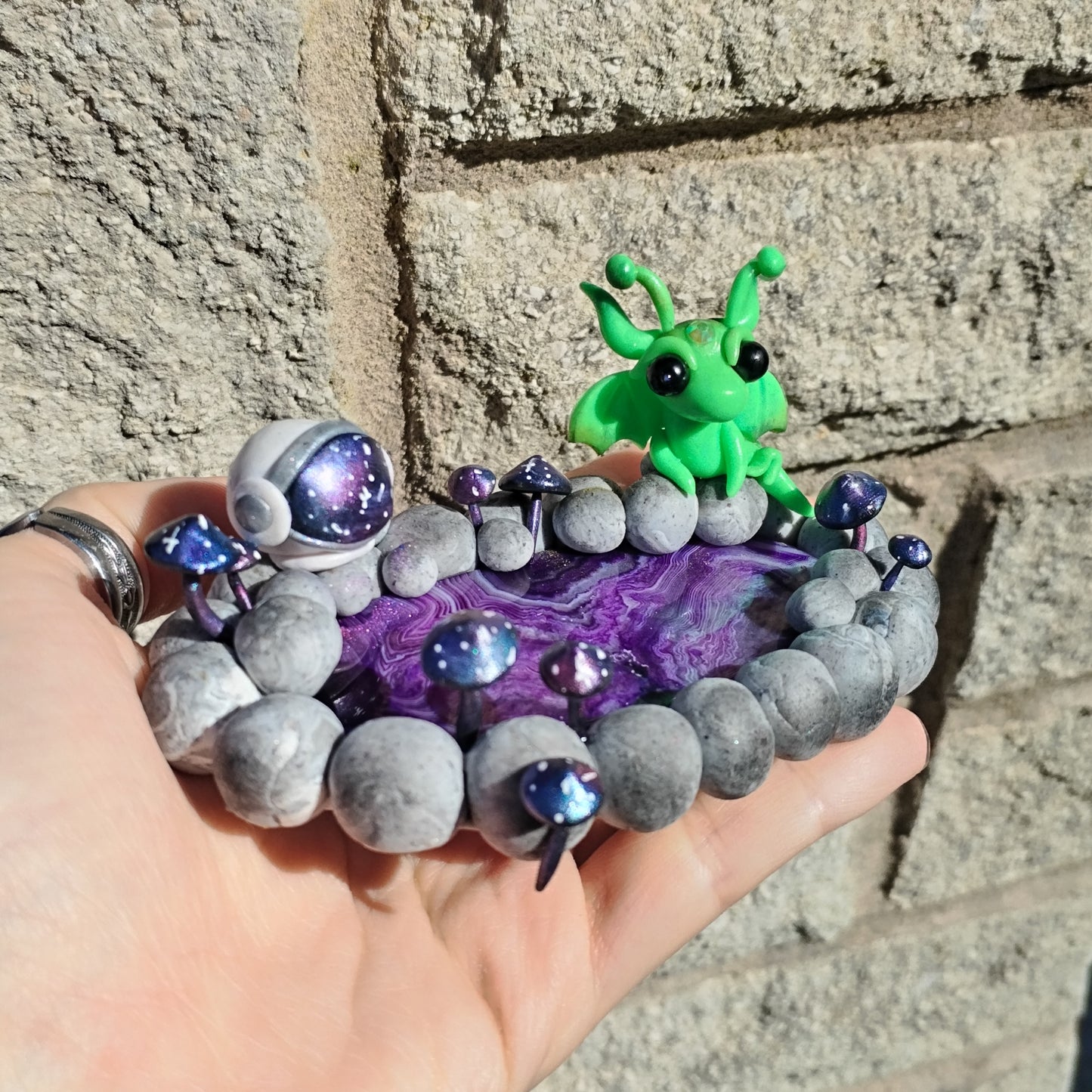 Space Themed Trinket Dish Crystal Dragon