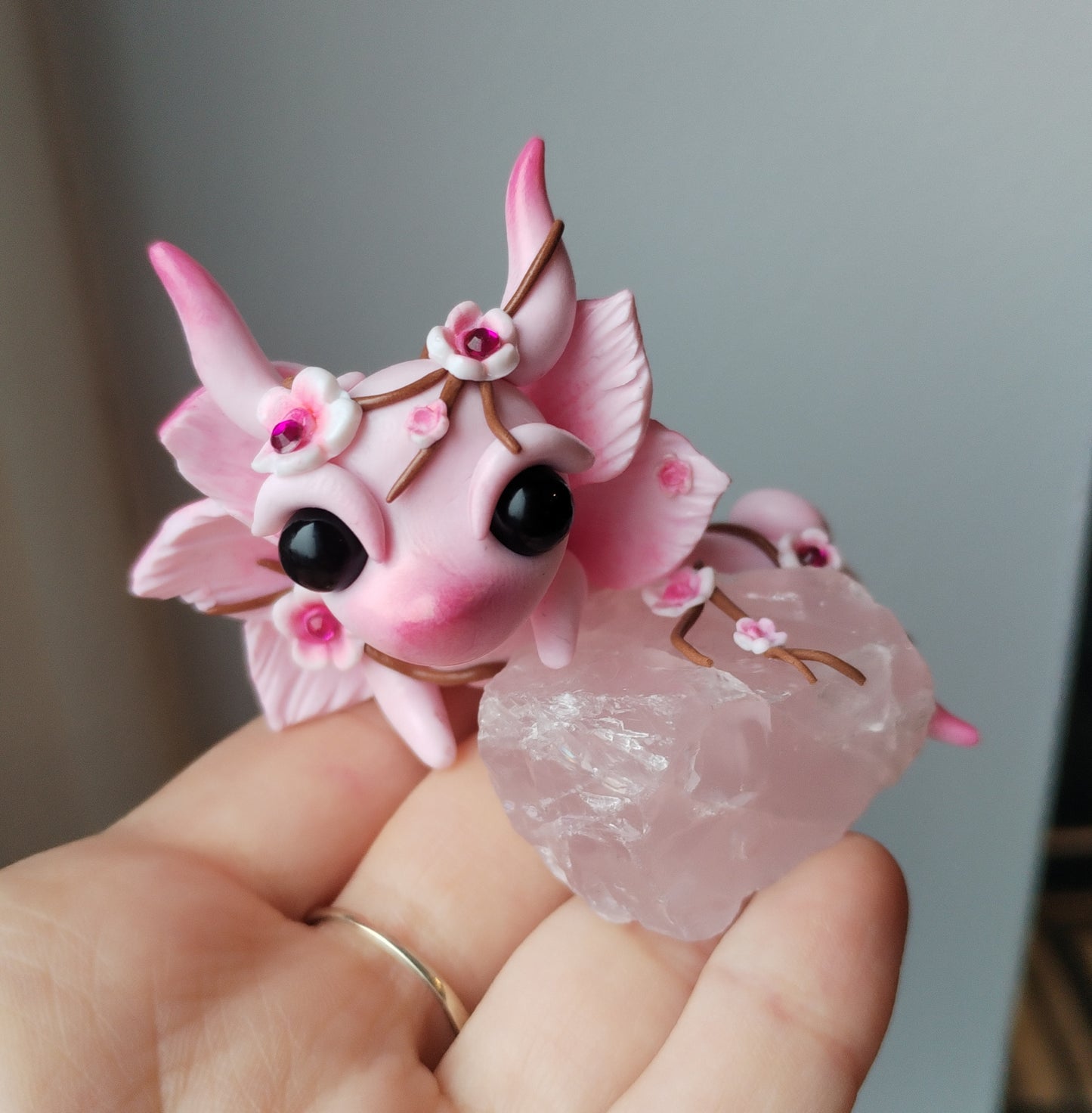 Rose Quartz Crystal Dragon