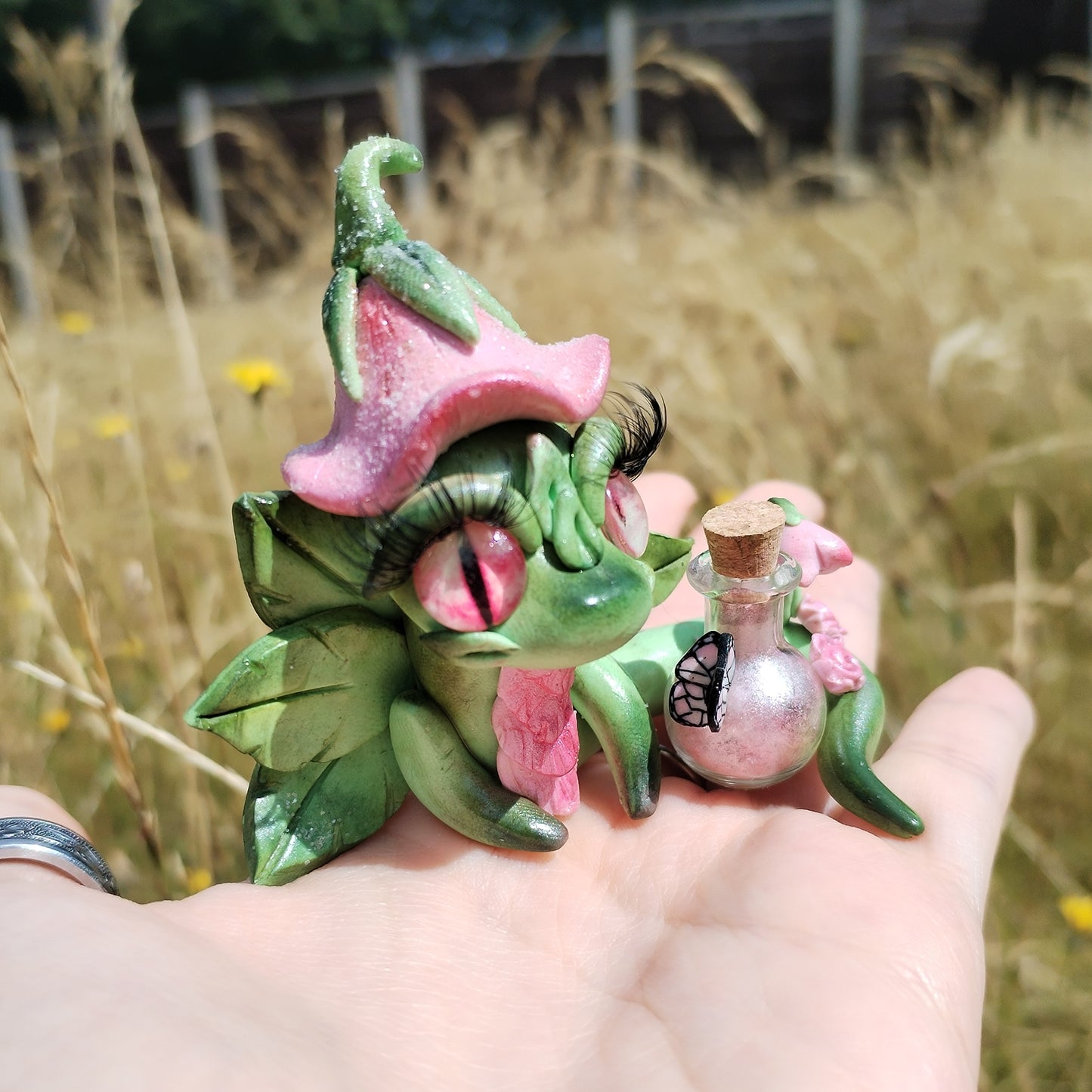 Pink Flower Crystal Dragon