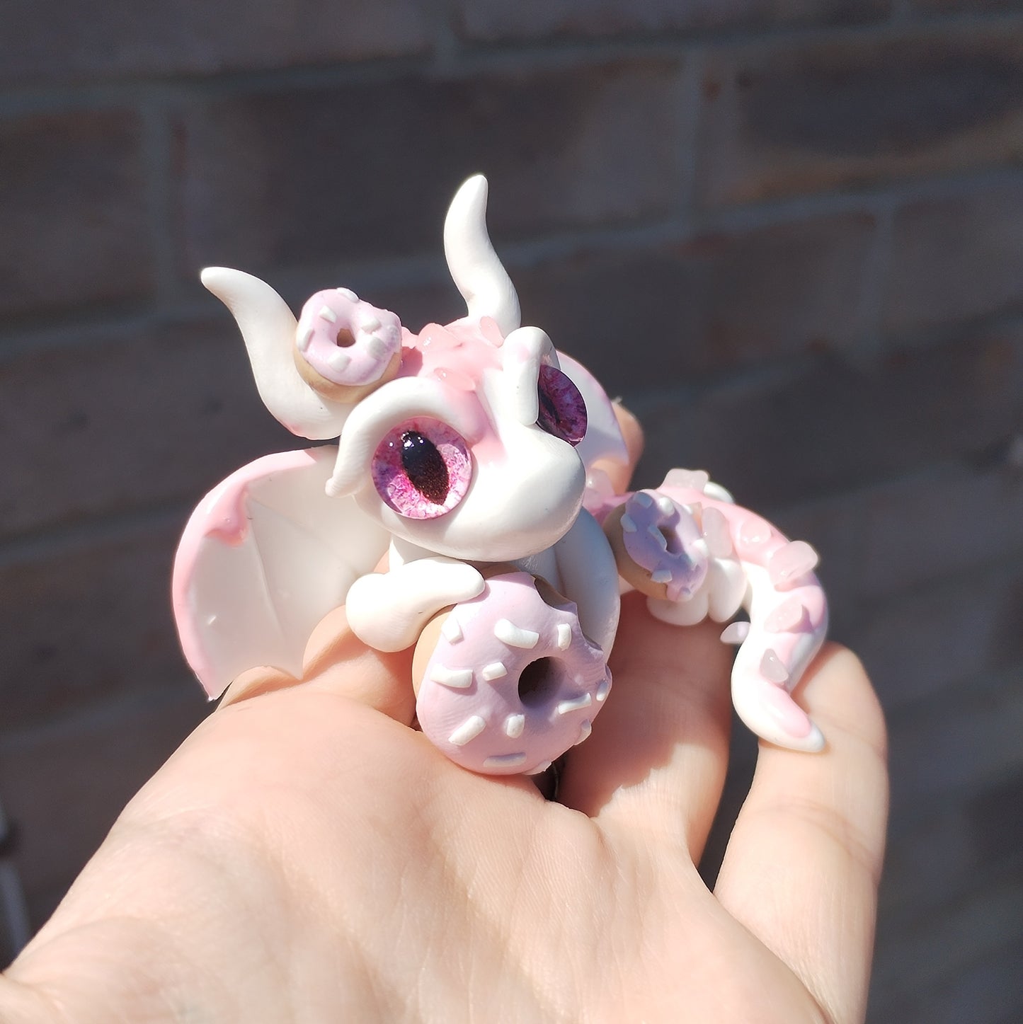 Donut Themed White Jade Crystal Dragon