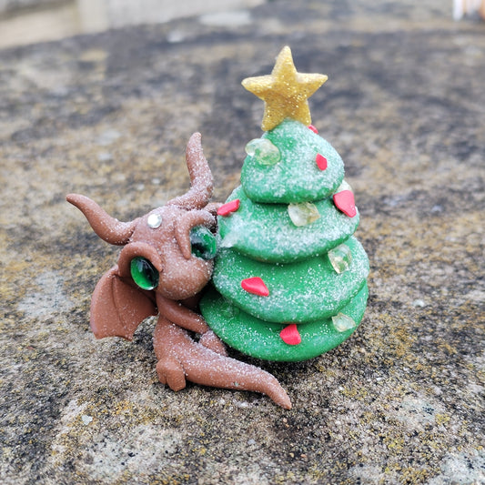 Red Howlite and Citrine Christmas Tree Crystal Dragon