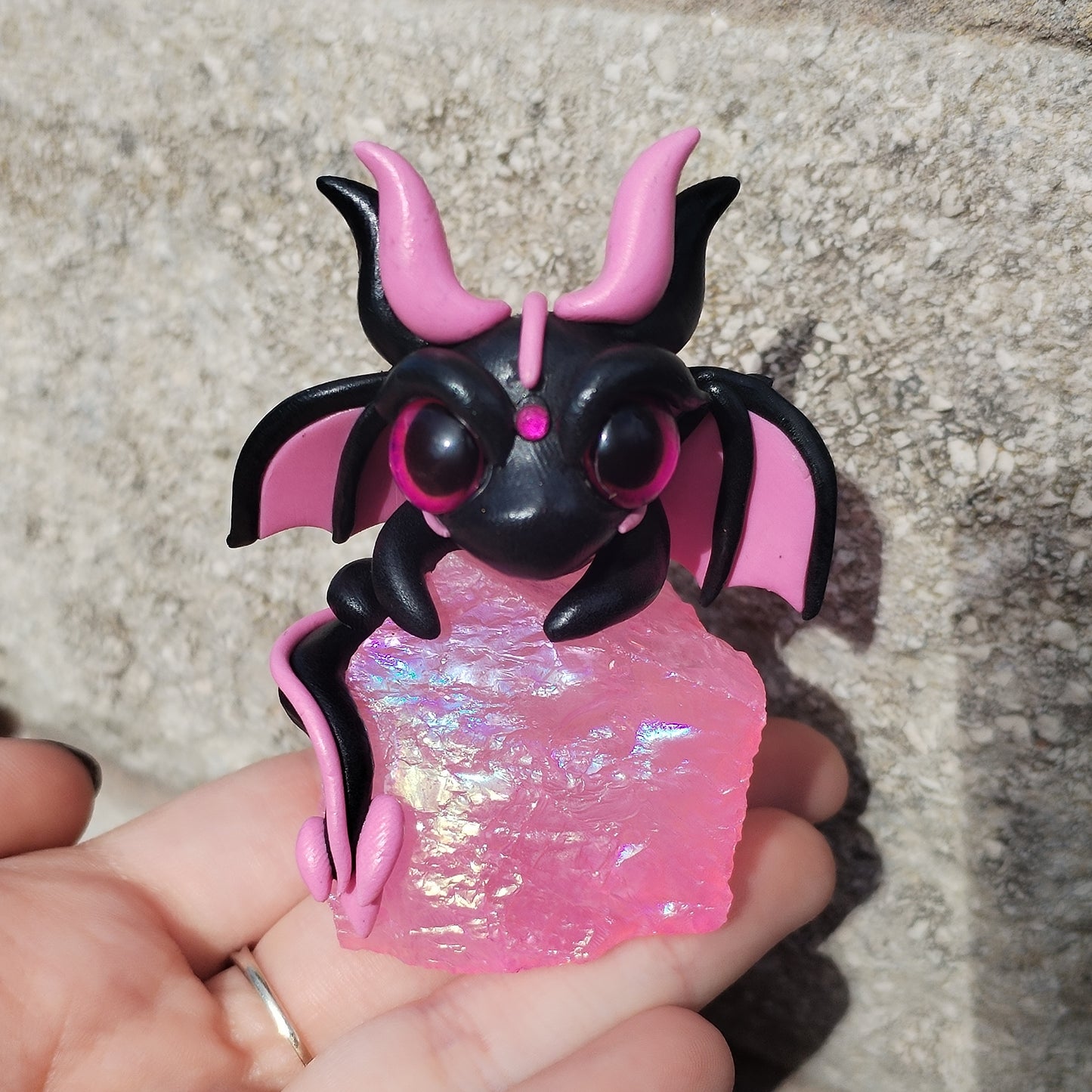 Pink Aura Quartz Crystal Dragon
