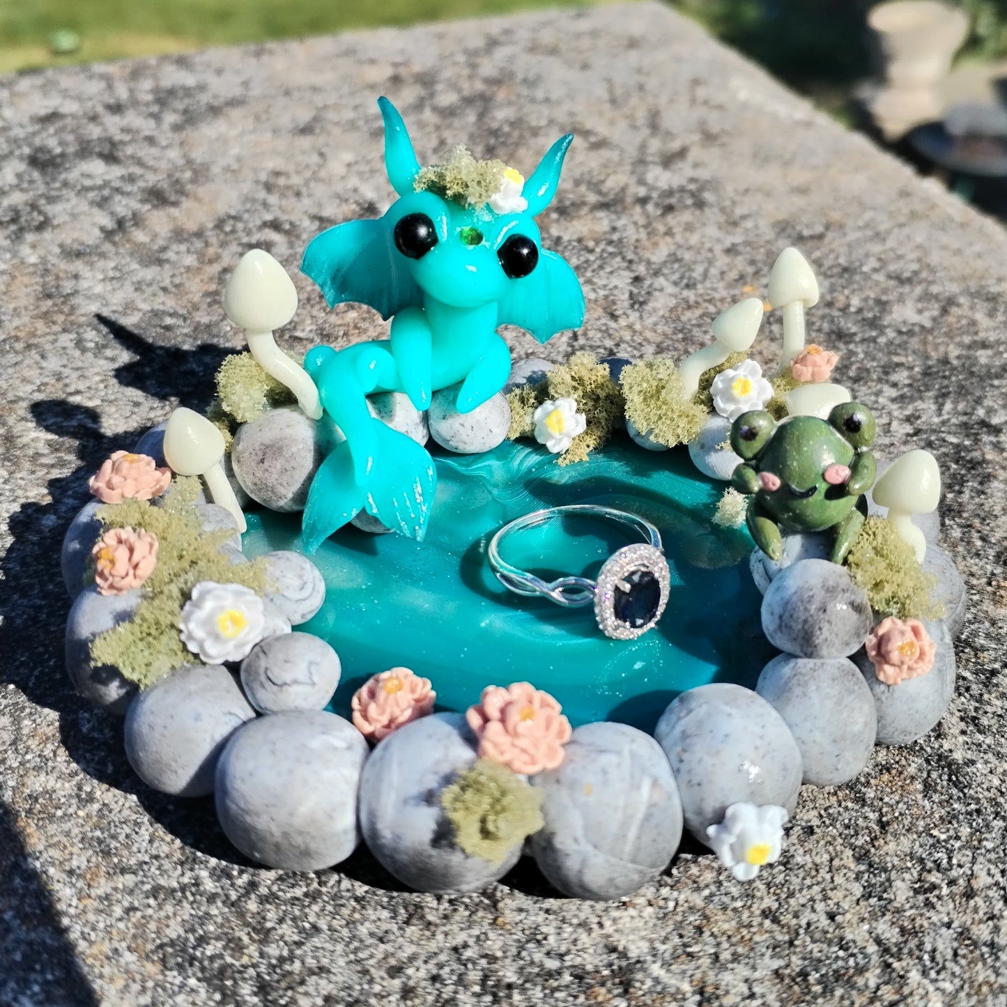 Fairy Pond Themed Trinket Dish Crystal Dragon