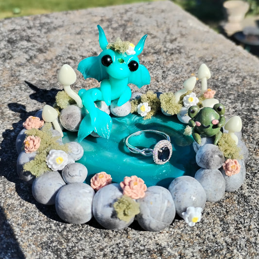 Fairy Pond Themed Trinket Dish Crystal Dragon