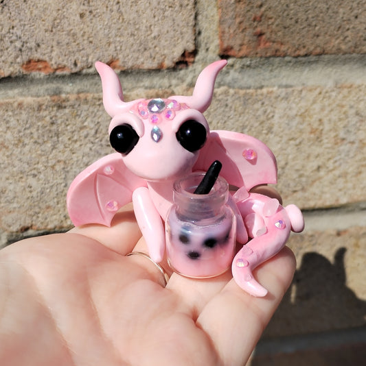 Bubble Tea Rose Quartz Crystal Dragon