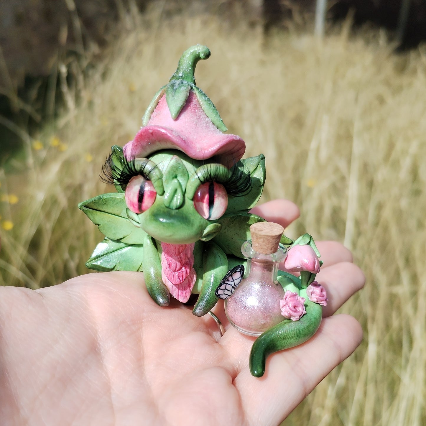 Pink Flower Crystal Dragon