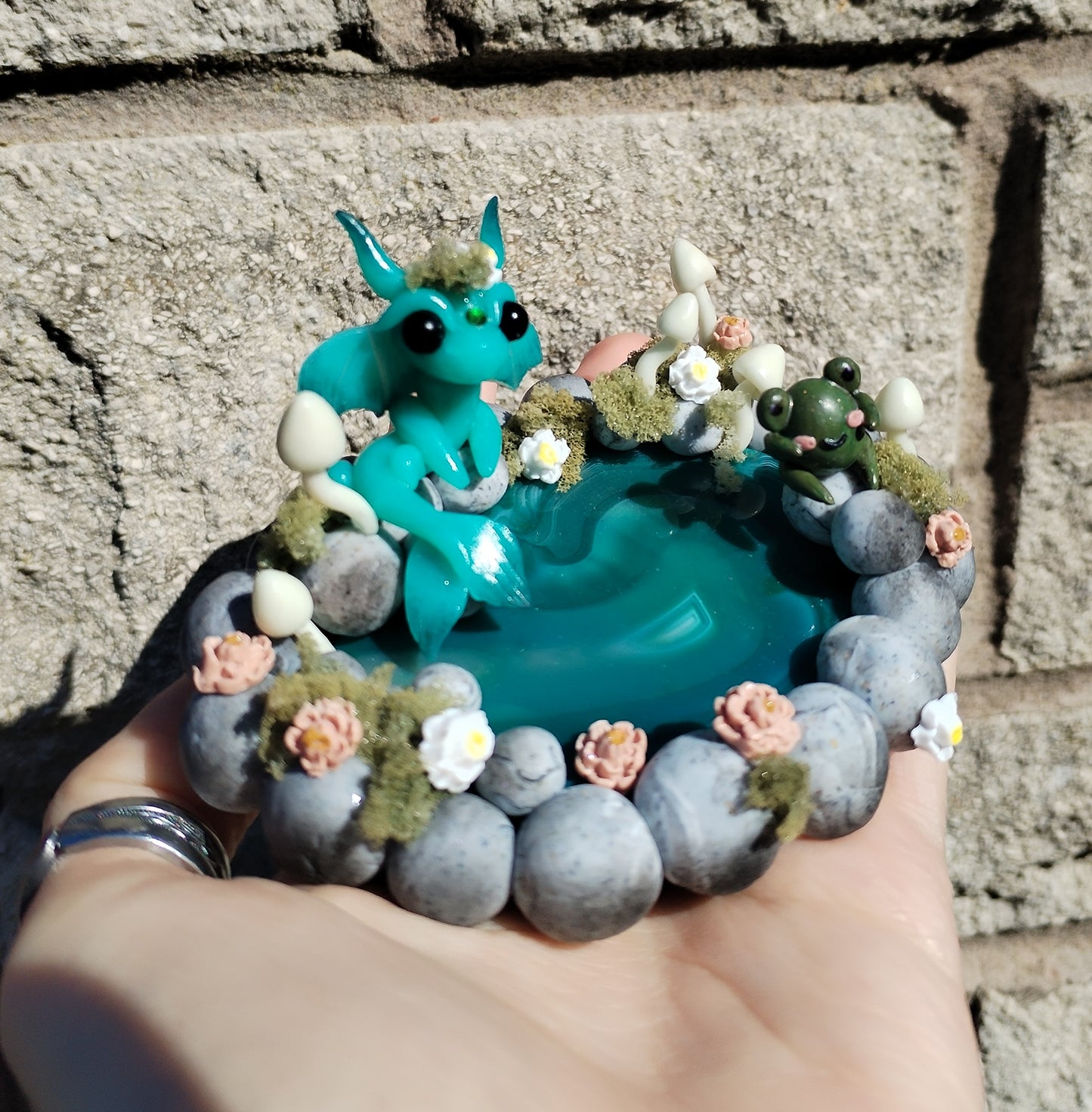 Fairy Pond Themed Trinket Dish Crystal Dragon